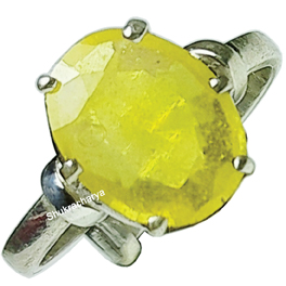 Natural Pukhraj (Yellow Sapphire) Silver Ring; Original & Certified